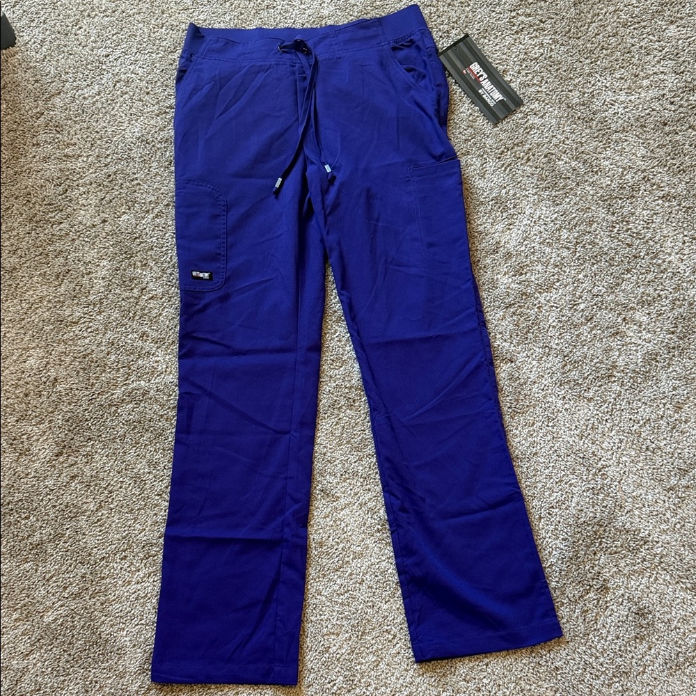 Grey's Anatomy Women's color Purple Rain Cargo Scrub Pants with Drawstring Waist